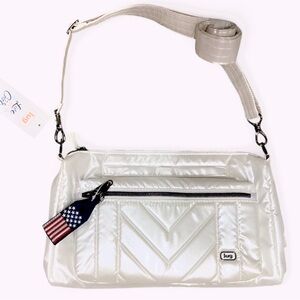 Lug LE Stretch Metallic Diamond Quilted Crossbody Bag with RFID. New With Tags!